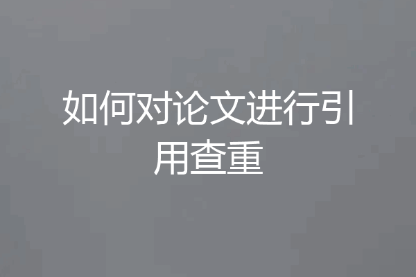 如何对论文进行引用查重
