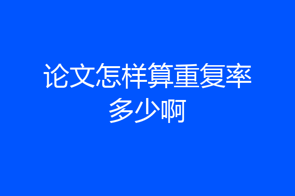 论文怎样算重复率多少啊