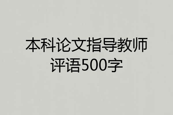本科论文指导教师评语500字