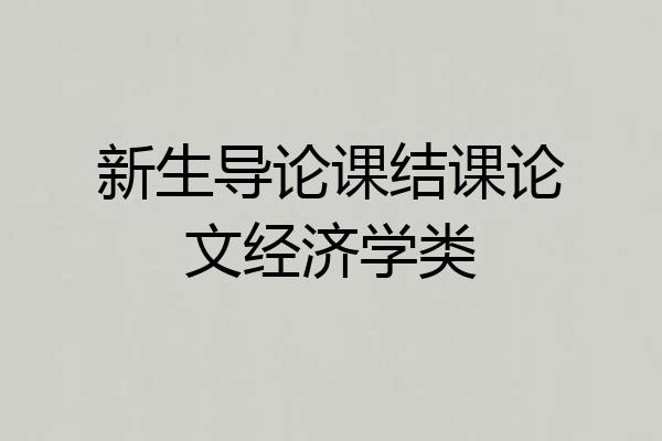 新生导论课结课论文经济学类