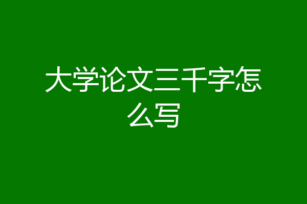大学论文三千字怎么写