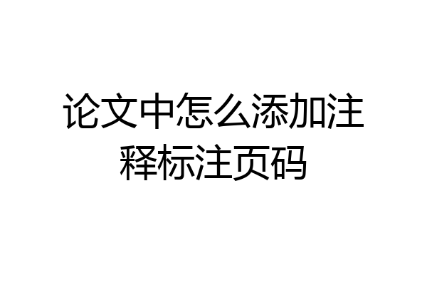 论文中怎么添加注释标注页码