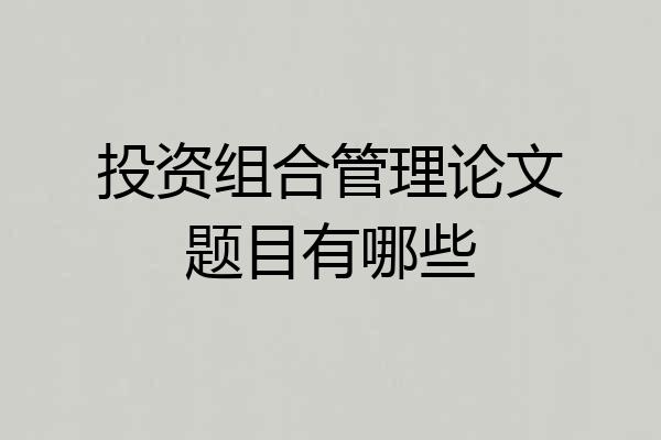 投资组合管理论文题目有哪些