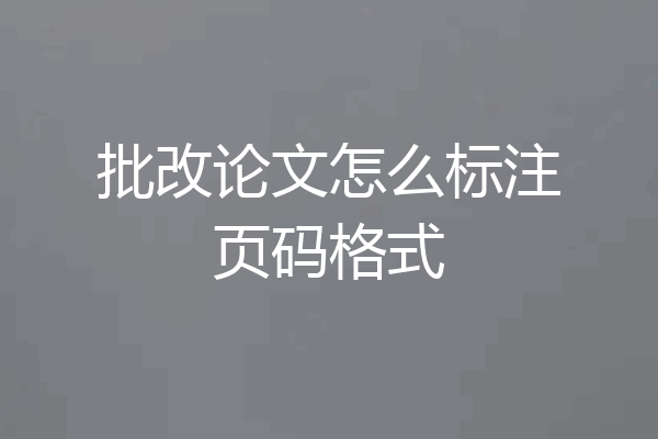 批改论文怎么标注页码格式