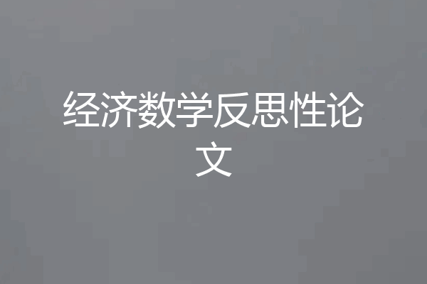 经济数学反思性论文