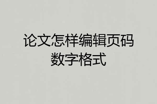 论文怎样编辑页码数字格式