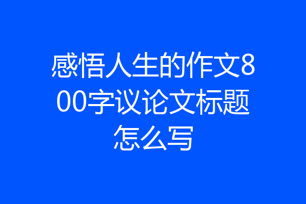感悟人生的作文800字议论文标题怎么写
