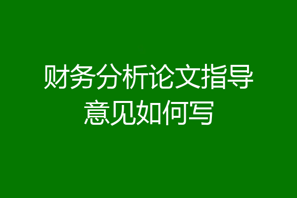 财务分析论文指导意见如何写