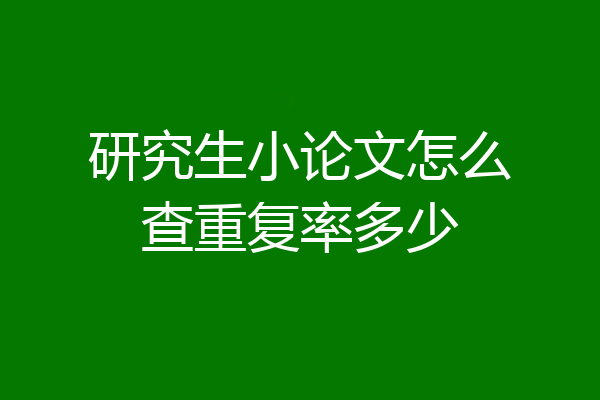 研究生小论文怎么查重复率多少