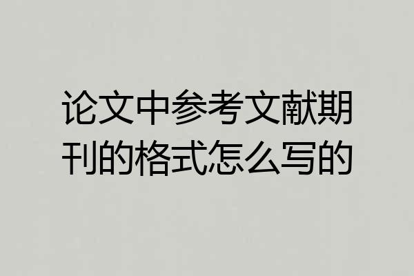论文中参考文献期刊的格式怎么写的