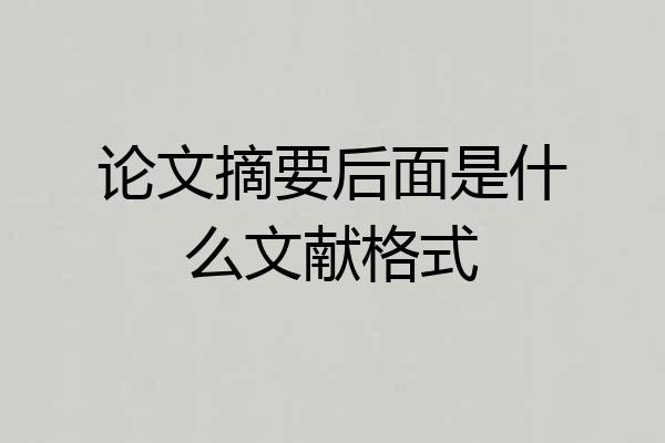 论文摘要后面是什么文献格式