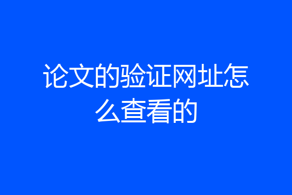 论文的验证网址怎么查看的