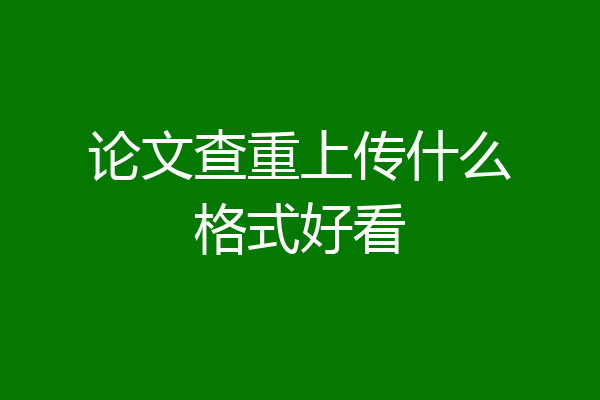 论文查重上传什么格式好看