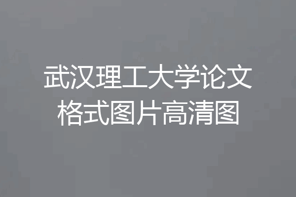 武汉理工大学论文格式图片高清图