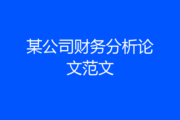 某公司财务分析论文范文