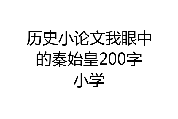 历史小论文我眼中的秦始皇200字小学