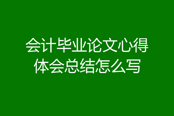 会计毕业论文心得体会总结怎么写