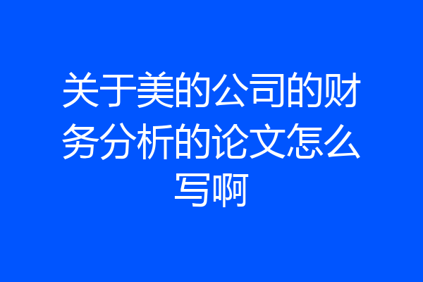 关于美的公司的财务分析的论文怎么写啊