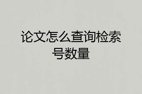 论文怎么查询检索号数量