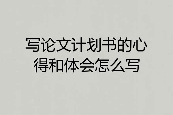 写论文计划书的心得和体会怎么写