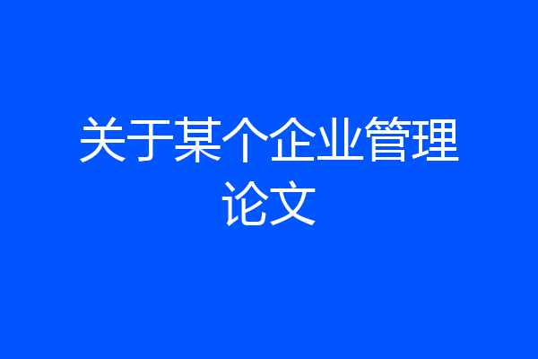 关于某个企业管理论文