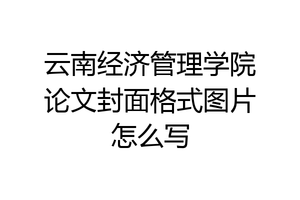 云南经济管理学院论文封面格式图片怎么写
