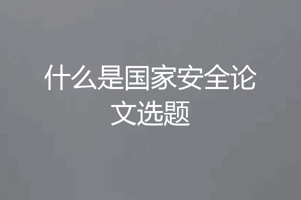 什么是国家安全论文选题
