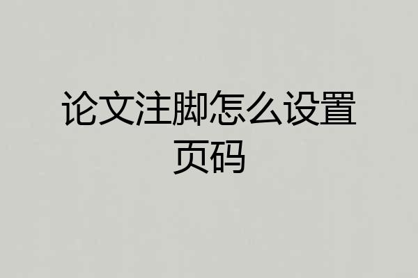 论文注脚怎么设置页码