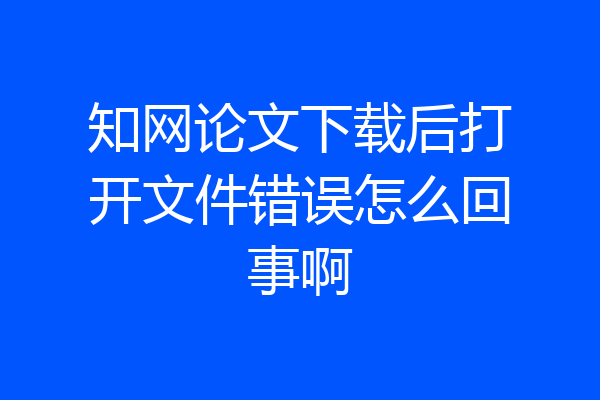 知网论文下载后打开文件错误怎么回事啊