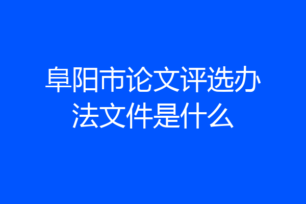 阜阳市论文评选办法文件是什么