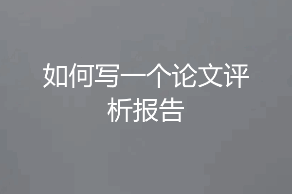 如何写一个论文评析报告