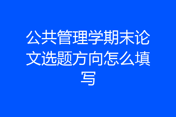 公共管理学期末论文选题方向怎么填写