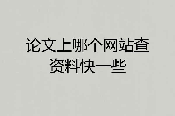 论文上哪个网站查资料快一些