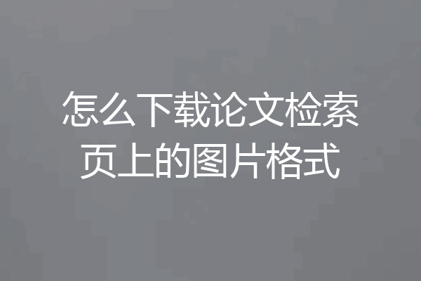 怎么下载论文检索页上的图片格式