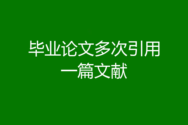 毕业论文多次引用一篇文献