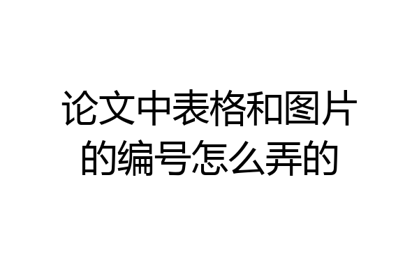 论文中表格和图片的编号怎么弄的