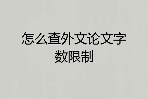 怎么查外文论文字数限制