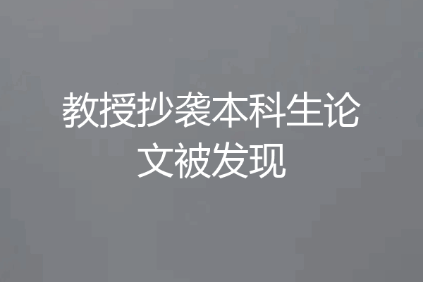 教授抄袭本科生论文被发现