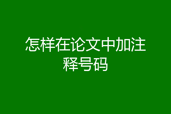 怎样在论文中加注释号码
