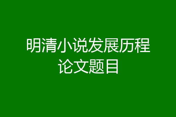 明清小说发展历程论文题目