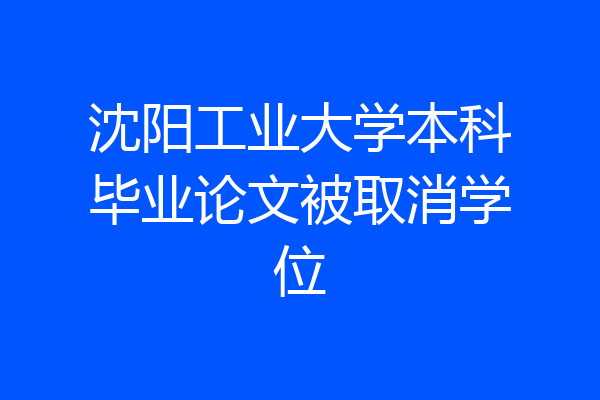 沈阳工业大学本科毕业论文被取消学位