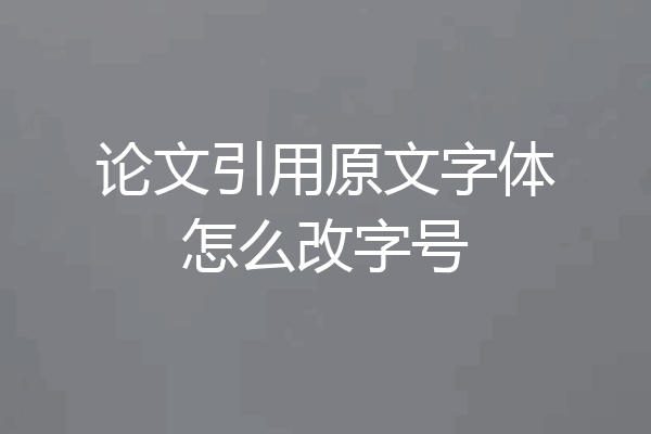 论文引用原文字体怎么改字号