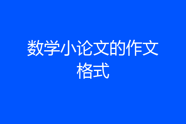 数学小论文的作文格式