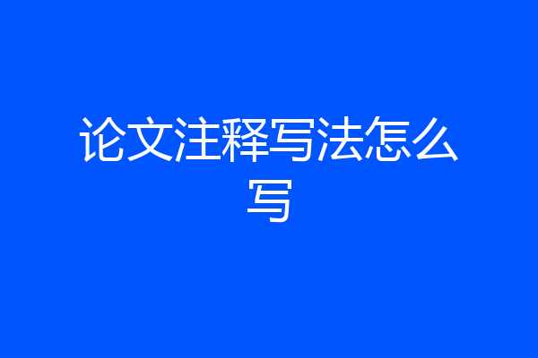 论文注释写法怎么写
