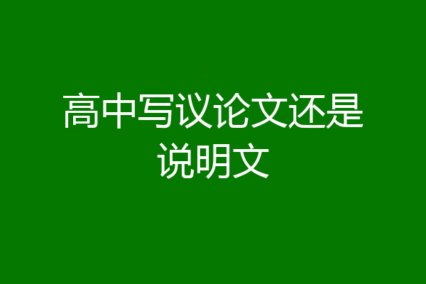 高中写议论文还是说明文
