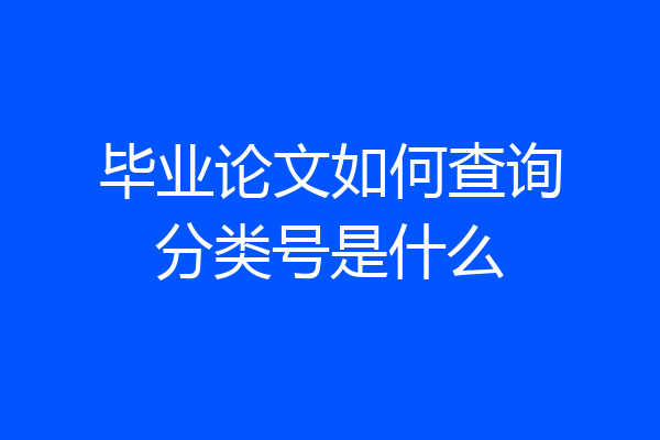毕业论文如何查询分类号是什么