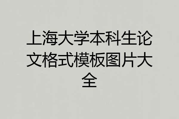 上海大学本科生论文格式模板图片大全