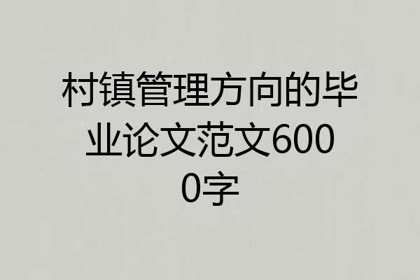 村镇管理方向的毕业论文范文6000字
