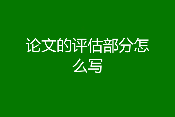 论文的评估部分怎么写