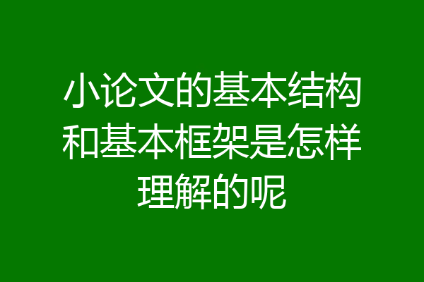 小论文的基本结构和基本框架是怎样理解的呢